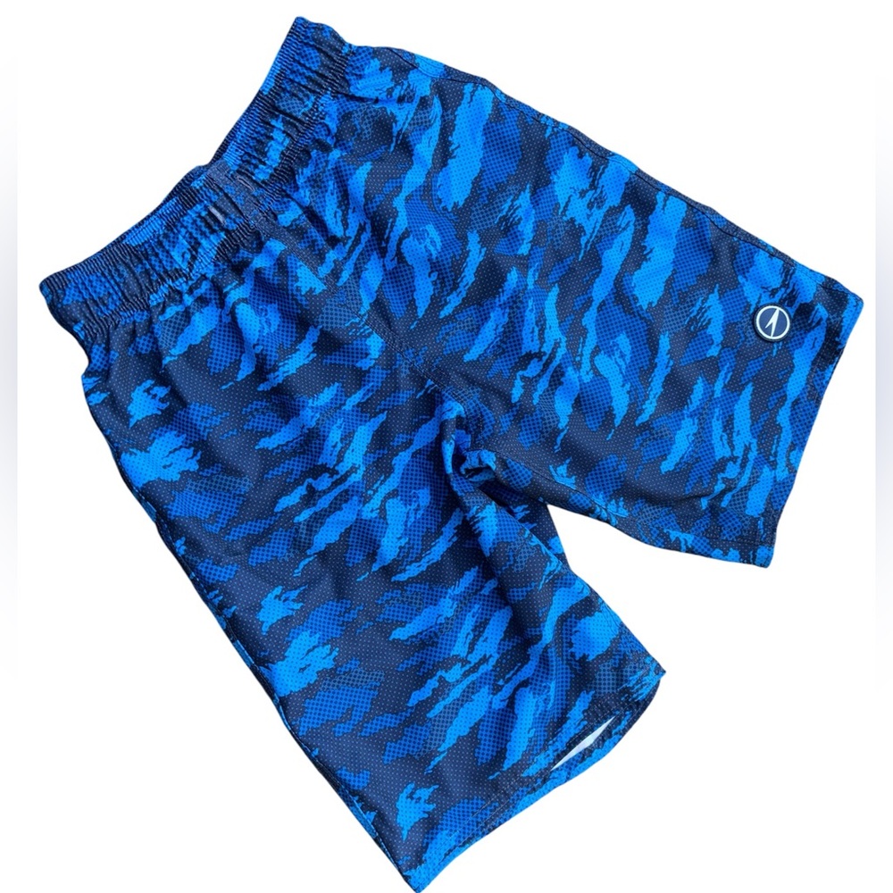 Speedo Youth Blue Camo Lined Swim Shorts Trunks Sz 10/12